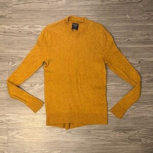 Vintage Abercrombie & Fitch Mens 100% Wool Shetland Sweater Sz L Mustard Yellow